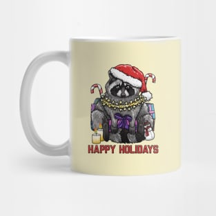 Happy Holidays Raccoon Mug